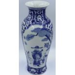 A large 20th century glazed vase, decorated in blue against a white ground, in the Kangxi style,