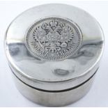 Chinese silver box by Wang Hing, late 19th or early 20th century, inset to the lid with an 1898