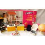 Barbie play house, contents are unchecked, plus other items to include; cooker, sink, chairs,