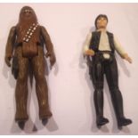 Star Wars - two original vintage Kenner / Palitoy made Star Wars action figures: Han Solo and