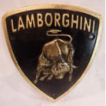 Cast iron Lamborghini plaque, H: 20 cm. P&P Group 1 (£14+VAT for the first lot and £1+VAT for