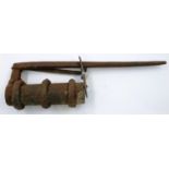 An early iron cylinder lock, likely for a tomb entrance, overall L: 26 cm. P&P Group 3 (£25+VAT