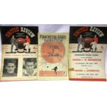 Two Manchester United programmes in poor and fair condition, and a 1947 Manchester United Over The