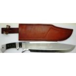 A large steel forged Bowie style hunting knife. P&P Group 3 (£25+VAT for the first lot and £5+VAT