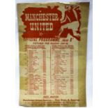 Manchester United programme 1st September 1947 v Liverpool Reserves. P&P Group 1 (£14+VAT for the