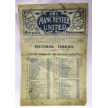 Manchester United 1923 programme v Oldham Athletic. P&P Group 1 (£14+VAT for the first lot and £1+