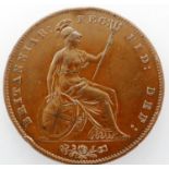 1858 Queen Victoria copper penny. P&P Group 0 (£5+VAT for the first lot and £1+VAT for subsequent