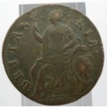 1697 William III copper halfpenny. P&P Group 0 (£5+VAT for the first lot and £1+VAT for subsequent