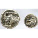 Two early Archaic period Greek silver coins to include a Thracian Tetrobol. P&P Group 0 (£5+VAT