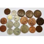 Selection of mixed coinage including 1967 half crown and six one pennies from 1906-1967 and