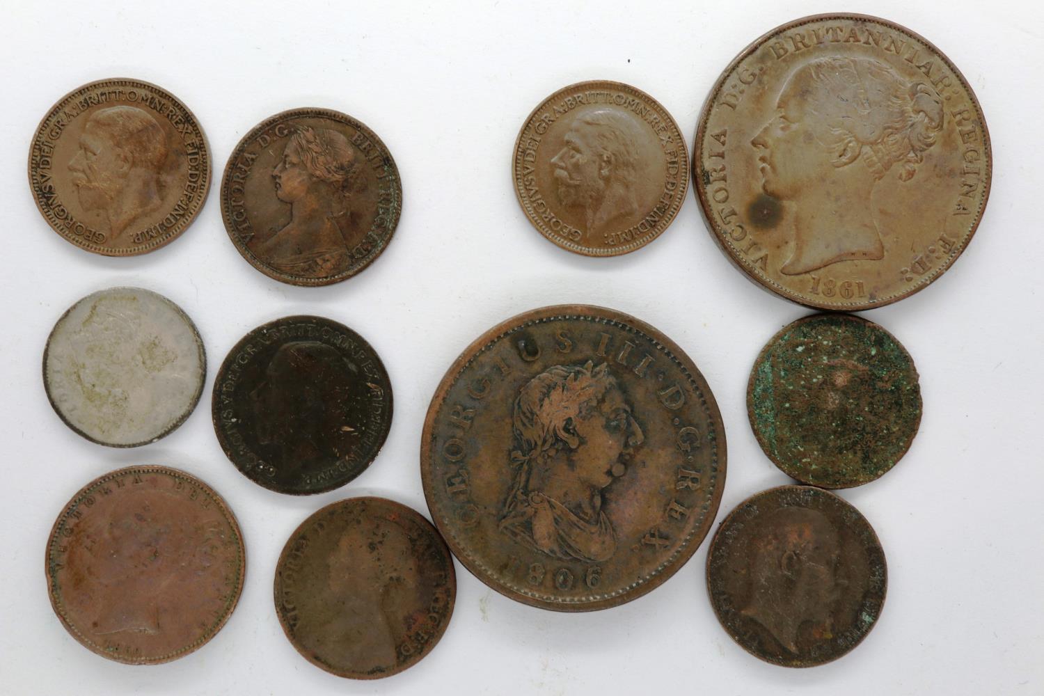 Mixed coins including 1806 and 1861 pennies. P&P Group 3 (£25+VAT for the first lot and £5+VAT for - Image 2 of 2