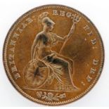 1858 Queen Victoria copper penny. P&P Group 0 (£5+VAT for the first lot and £1+VAT for subsequent