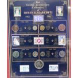 Framed Queen Elizabeth Golden Anniversary coin collection, 2001 limited edition. Not available for