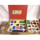 Lego boxed set containing two lift out trays, quantity of vintage Lego bricks etc, all housed in a