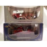 Two signature models 1/43 scale fire engines 1928 Reo fire truck and 1921 American La France fire