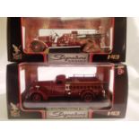 Two signature models 1/43 scale fire engines 1938 Ahrens-fox VC and 1939 American La France B-550