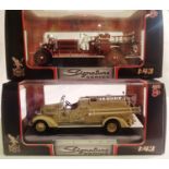 Two signature models 1/43 scale fire engines 1925 Ahrens-Fox N-S-4 and 1938 Ahrens-Fox VC, both in