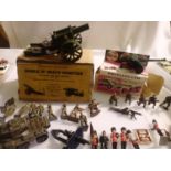 Britains military including 18 Howitzer and 120 mm B.A.T gun, both boxed, plus a selection of