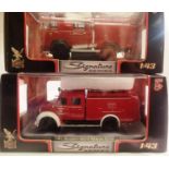 Two signature models 1/43 scale fire engines 1965 Magirus-Deutz 100 D7 and 1961 Magirus-Deutz Mercur