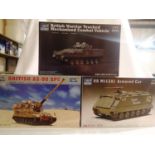 Three Trumpeter military related 1/72 scale kits to include M113A1 armoured car, Warrior tracked,