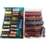 OO scale: twenty one assorted wagons, various makes and six coaches/and including three repainted