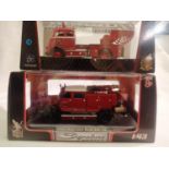 Two signature models 1/43 scale fire engines 1950 Mercedes Benz TLF-15 and 1902 DAF A1600, both in