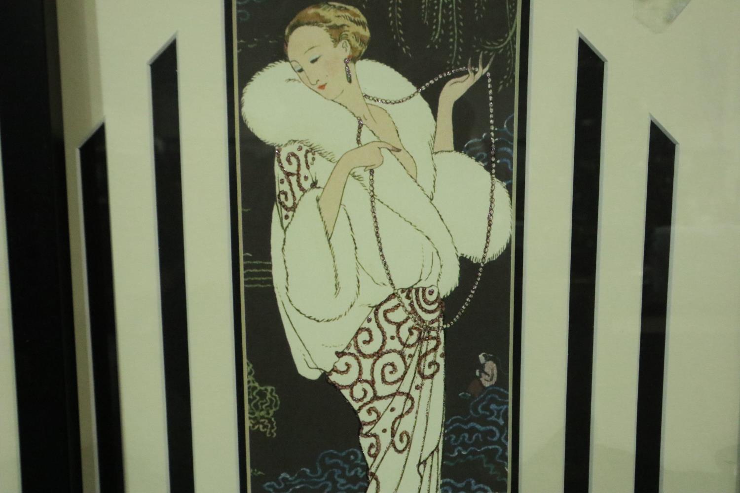 Four contemporary Art Deco prints, ladies of fashion, one of which used by Schweppes for advertising - Image 5 of 6