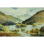 E Grieg Hall (20th century): watercolour, Rydal Water from White Moss, inscribed label verso, 37 x