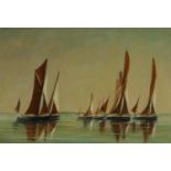 V C Tiarks (20th century) oil on board, annual sailing barge race, dated 1970, 90 x 60 cm. Not