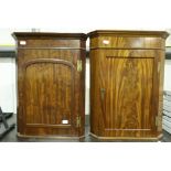 Two Georgian mahogany wall hanging corner cupboards. Not available for in-house P&P