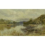 David Law RBA RPE (1831-1902): watercolour, Punt on a River, 33 x 20 cm. Not available for in-