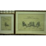 1956 Waring and Gillow watercolour, The Chairs for the Study of Dyke Nook lodge Accrington,