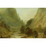 A 19th century watercolour, Dove Dale, with dedication dated 1850 from previous framing, 12 x 9