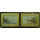 Fred Wildash (19th/20th century): a pair of watercolours, coastal landscapes, each 30 x 55 cm. Not