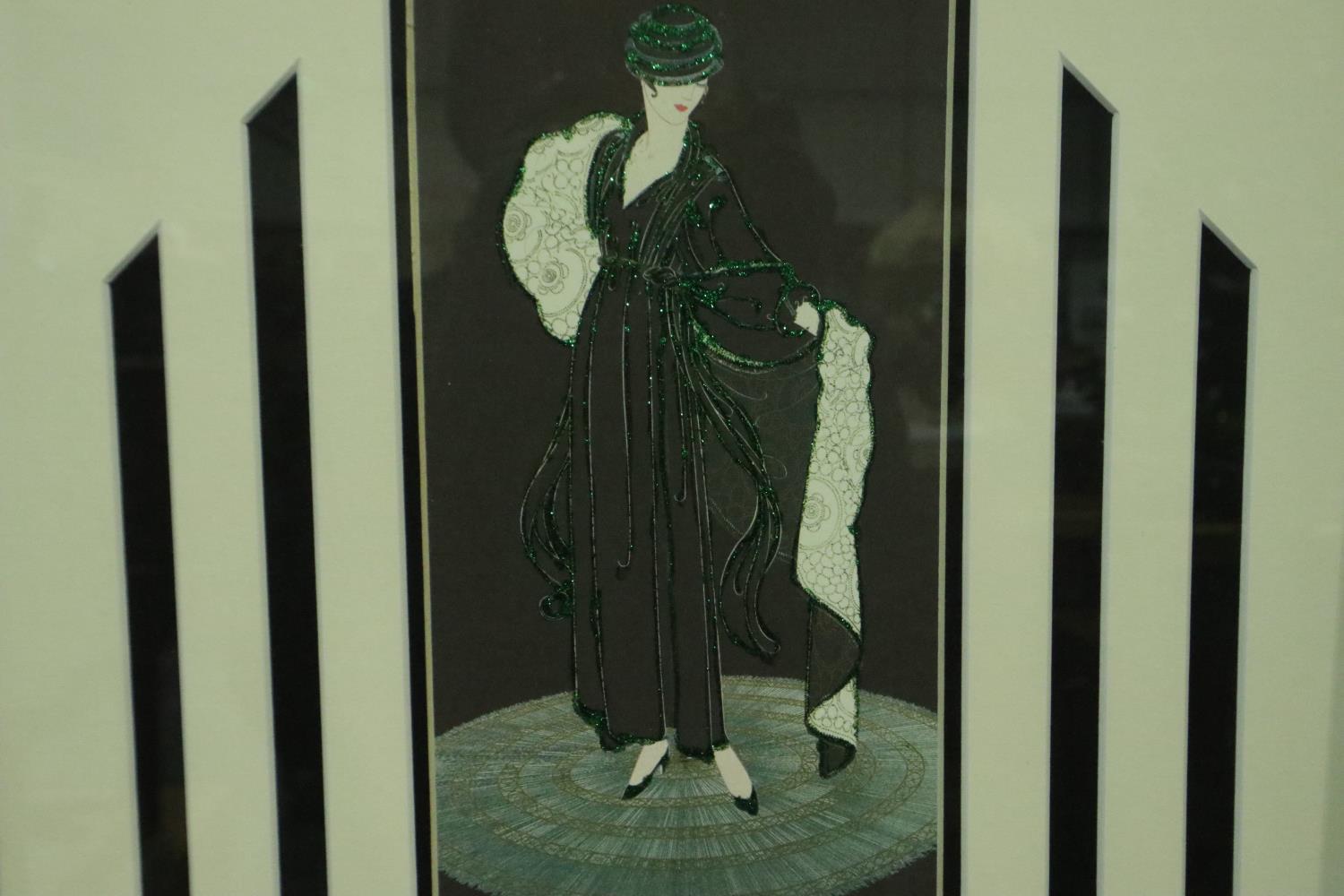 Four contemporary Art Deco prints, ladies of fashion, one of which used by Schweppes for advertising - Image 3 of 6