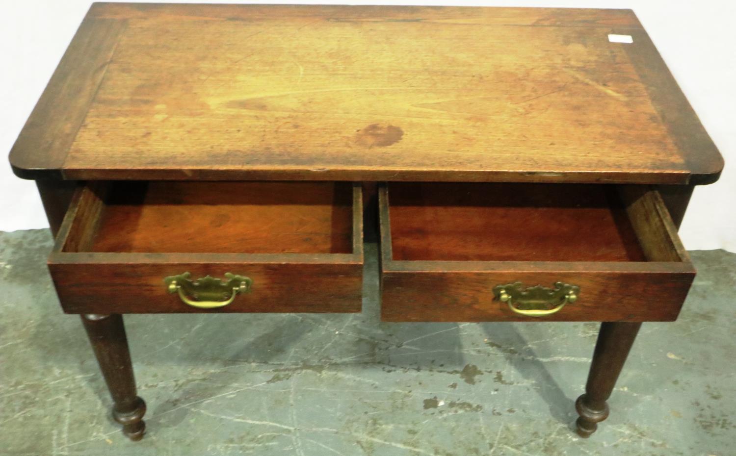 Victorian mahogany desk with two drawers, 103 x 52 x 72 cm H. Not available for in-house P&P - Image 2 of 3