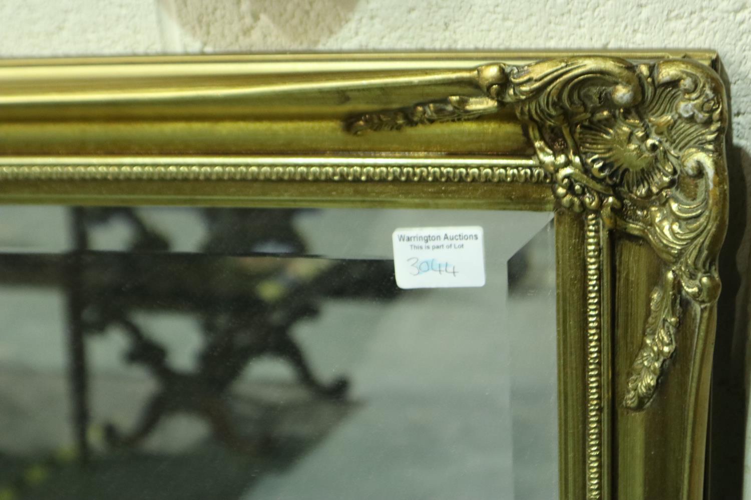 Large 20th century gilt framed bevelled edge mirror in good condition, 133 x 104 cm. Not available - Image 2 of 2