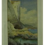 Ernest F. Hill (1873-1960): watercolour, Devon Coast, 20 x 32 cm. Not available for in-house P&P