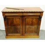 Victorian mahogany chiffonier with two shallow drawers over two cupboards, 44 x 108 x 91 cm H. Not