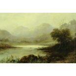 H Williams (19th century English school): oil on canvas, Near Buttermere, 39 x 19 cm, inscribed