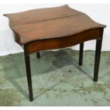 A 19th century walnut fold over tea table, serpentine fronted, 90 x 91 x 71 cm H (open). Not