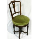 Inlaid revolving round seated chair. Not available for in-house P&P