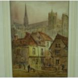 Edward W Nevil (b. 1800): watercolour, Amiens, 26 x 19 cm. Not available for in-house P&P