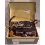 Boxed Quarz 8mm movie camera in leather case with strap. P&P Group 2 (£18+VAT for the first lot