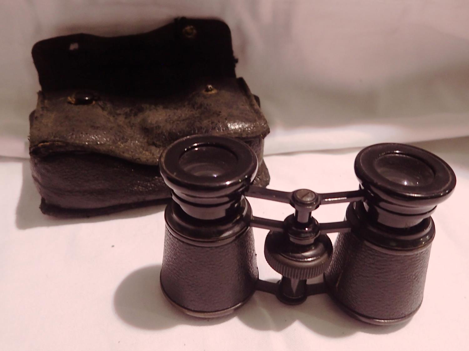 Pair of opera glasses in leather case. P&P Group 1 (£14+VAT for the first lot and £1+VAT for