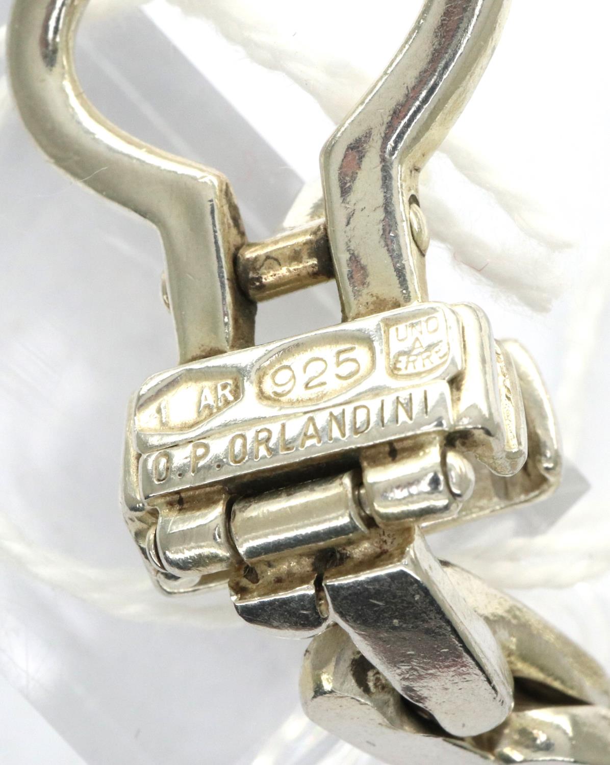 AP Orlandini for Uno A Erre Italy designer silver 1960s modernist buckle link bracelet, L: 18 cm, - Image 3 of 3