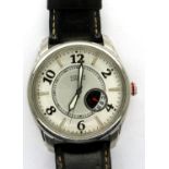 Citizen: automatic wristwatch with date aperture on black leather strap, working at lotting. P&P