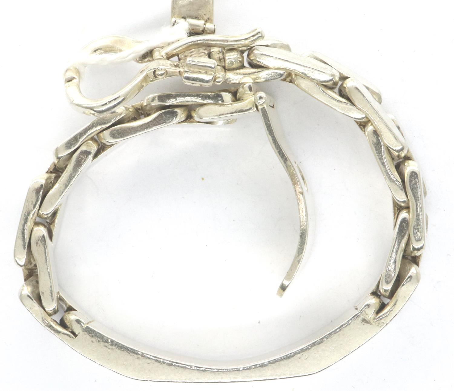 AP Orlandini for Uno A Erre Italy designer silver 1960s modernist buckle link bracelet, L: 18 cm,