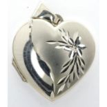 New old stock 9ct white gold heart locket, fully hallmarked, H: 30 mm, 1.9g, RRP £120. P&P Group