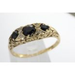 9ct gold dress ring set with sapphires and diamonds, size P, 2.3g. P&P Group 1 (£14+VAT for the